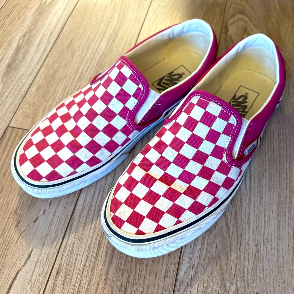 Vans Fuchsia Checkered Sneaker Slip Ons
